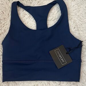 NWT DYI Sport SZ S Navy Blue T Back long line Women’s Sports Bra